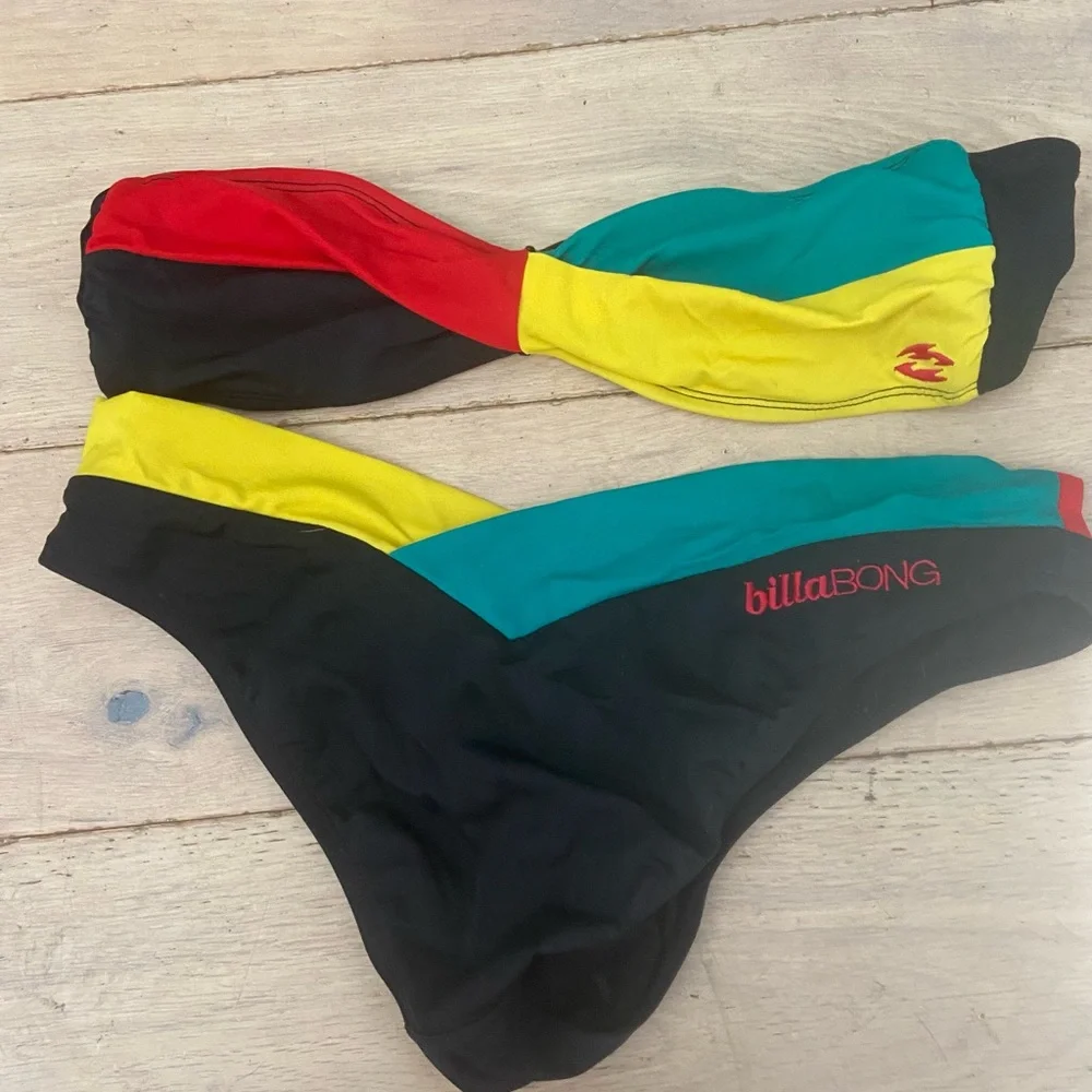 Vintage rasta billabong strapless bikini - Picture 1 of 3